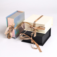 Boîte à bijoux magnétique personnalisable avec logo, en carton rigide, avec fermeture magnétique et dorure UV, idéale pour les petites entreprises et les colliers