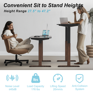Oval Leg Electric Height Adjustable Desk,48x24 Inch One-Piece Oval Desktop, Standing Desk for Home Office, Walnut - Product Image 4