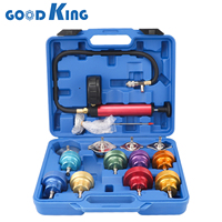 GOODKING Kit de testeur de pression du système de refroidissement 14 PCS Kit de testeur de pression de radiateur automobile avec adaptateur de pompe à main en aluminium 53313