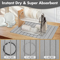 Extra Large 28 "X 16" Grand plateau à vaisselle absorbant l'eau Tampon de séchage pliable Tapis de table de séchage en terre de diatomées
