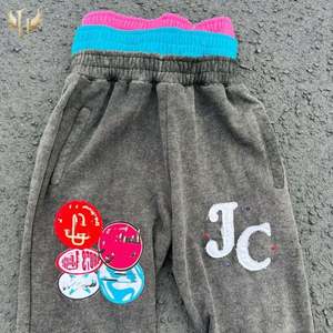 Triple Zip Layer Boxy Cropped Hoodie Baggy Sweatpants Stone Acid Wash Embroidery Patch Distress Sweatsuits Heavyweight Tracksuit - Product Image 5