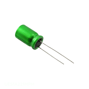 ตัวเก็บประจุช่องอลูมิเนียม220 uF 20% 10V รัศมี th 220 uF UES1A221MPM ผ่านรู - Product Image 1