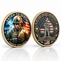 2026 Born to Serve Patriot Challenge Coin en émail couleur 3D plaqué or avec impression UV, épinglette pour l'honneur et le dévouement