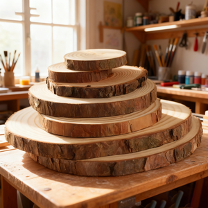 Tranches de bois de haute qualité en gros, non finies, naturelles, personnalisées, épaisses et rondes pour les arts DIY, les dessous-de-verre - Product Image 2