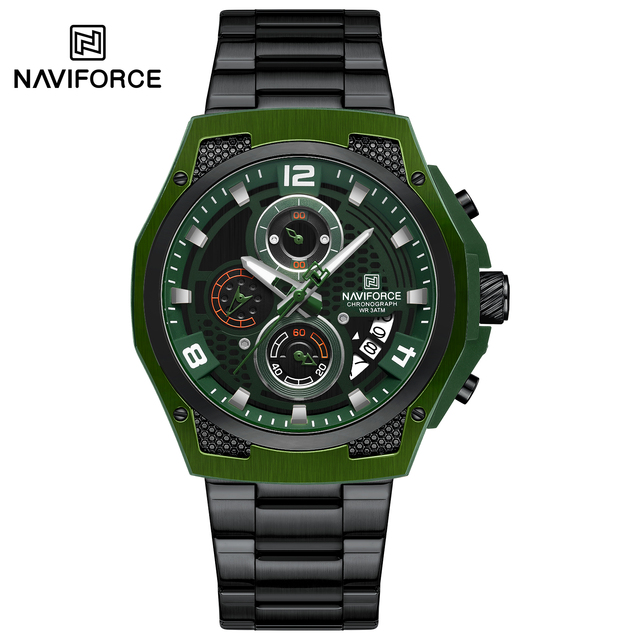NAVIFORCE NF8051S Analog Date Display Wristwatch Male Men's Watch Quartz Stainless Steel Wrist Luxury Quartz Watch for Sport