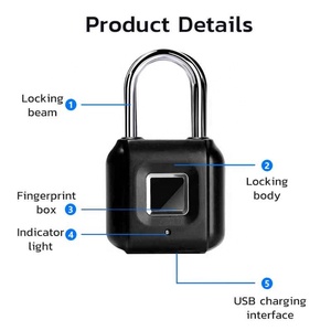 Mini cadenas électronique portatif rechargeable intelligent d'empreinte digitale Cylindres de serrure portatifs - Product Image 2