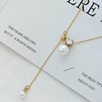 Collier pendentif classique en acier inoxydable avec perle pour femme