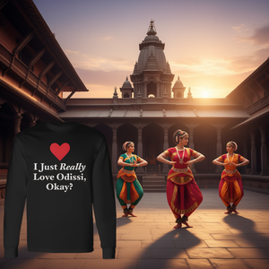 Je suis vraiment un fan d'Odissi, c'est pour ça que j'aime les Mudras indiens, citation musicale, t-shirt à manches longues - Product Image 1