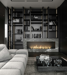 เตาผิงแอลกอฮอล์แบบติดผนัง ดีไซน์ร่วมสมัย โครงเหล็กโครเมียม สำหรับใช้ภายใน/ภายนอกอาคาร พร้อมที่วางทีวีในตัว เหมาะสำหรับห้องนั่งเล่น - Product Image 4