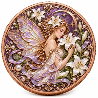 Pièce de monnaie personnalisée Fée des fleurs en cuivre pur 999 de 1 oz, impression UV en relief 3D, objet de collection, souvenir commémoratif, cadeau