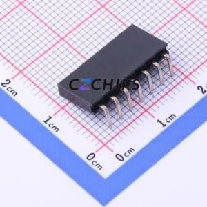 DW254W-11-07-85 Pin Socket Bent Lead Through Hole,P=2.54mm Connector 1x7P 2.54mm Square Hole Right Angle Insert - Product Image 2