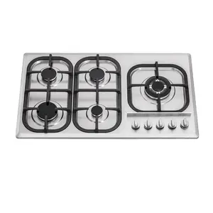 Jiaye 2024 New Product Explosion 5 Burners Cooking Gas Hobs Cast Iron Pan Support Stainless Steel Gas Hobs