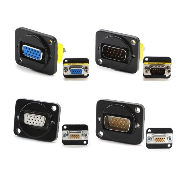 Screw Chassis Mount DB15 Male DB15 Female Connector Module VGA Socket Panel Install Db15 Extender Coupler Adapter