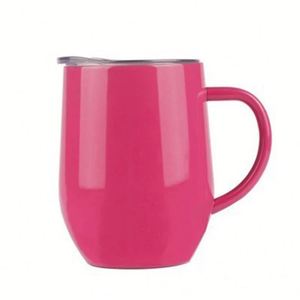 Gobelet isotherme en acier inoxydable avec poignée et couvercle, tasse à café à double paroi isolée pour les voyages, le bureau, ou comme cadeau - Product Image 2
