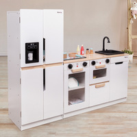 High-quality Mini Fridge Stove Cooking Pots Wooden Kitchen Toy Set Pretend Play Educational Kitchen Toy Cooking Set for Kids