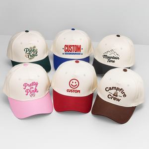 Gorra de Béisbol de Algodón de 5 Paneles con Logotipo Bordado Personalizado, Diseño Popular Nuevo y en Oferta, Transpirable, Color Beige y Verde, con Letras en Dos Tonos - Product Image 3