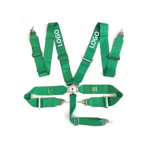 Sabuk Pengaman Balap 4 Poin, Sabuk Pengaman Universal Olahraga Mobil Kualitas Tinggi Kustom Warna Hijau - Product Image 1