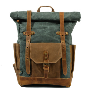 Vintage Waxed Waterproof Canvas Rucksack Outdoor Travel Hiking <strong>Backpack</strong> Computer Bag Large Capacity Leisure <strong>Ladies</strong> <strong>Backpacks</strong> - Product Image 1