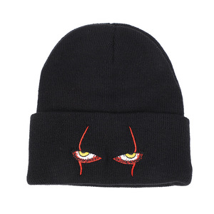 Pennywise Horror Clown Eyes Chapeau tricoté brodé Laine chaude <span class=keywords><strong>Chaire</strong></span> Style Hip Hop Caractéristique commune du tissu - Product Image 2
