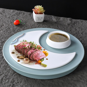 Juego de platos artísticos redondos de melamina para hotel y restaurante, plato para servir con diseño de estrella y luna, bandeja para platos fríos - Product Image 1