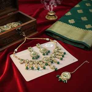 Gold Plated Fine Jewelry <b>Set</b> with Crystal Stone and <b>Beads</b> 10573978 Necklace - Product Image 3