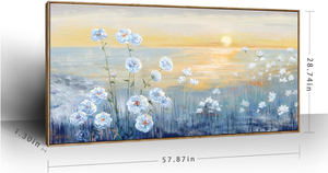 Quadro Incorniciato Tramonto Sull'Oceano Blu, Stampa su Tela Astratta con Paesaggio Costiero, Immagine di Alba con Cielo Giallo-Arancio, Stampa su Tela di Paesaggio Marino Naturale - Product Image 4