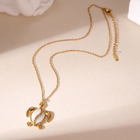 Collar de Acero Inoxidable con Baño de Oro de 18K, Serie Océano de Verano, Vida Marina, Esmalte Blanco Elegante, con Pez, Concha, Coral, Estrella de Mar y Tortuga