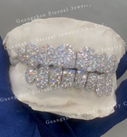 Grillz dentaire personnalisé en usine, motif nid d'abeille, en Argent 925, Or massif 10K 14K 18K, Moissanite DVVS, style Hip Hop Iced Out, pour les fêtes