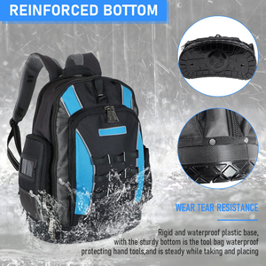 <b>Heavy</b> <b>Duty</b> Blue Tool <b>Backpack</b> with Multiple Compartments Waterproof Electrician Tool Bag for Outdoor Work & Construction Use - Product Image 2