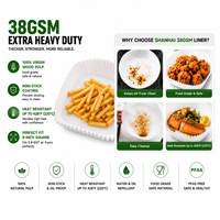 Papier sulfurisé pour friteuse à air 20cm carré 200 pièces Marron/Blanc 38gsm Double face enduit silicone Écologique Anti-graisse