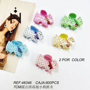 Pince à cheveux pour filles, motif pois, chiot West Highland White Terrier, 7 cm - Product Image 1