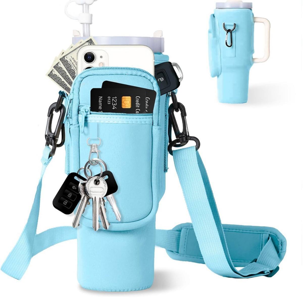 Blue (Keychain + Double Zipper + Carabiner + In Stock & Dropshipping)