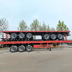 Nuevo semirremolque, chasis de contenedor de 40 pies, <span class=keywords><strong>remolque</strong></span> de tres ejes de cama plana de <span class=keywords><strong>segunda</strong></span> <span class=keywords><strong>mano</strong></span> para uso de contenedores de camiones - Product Image 1