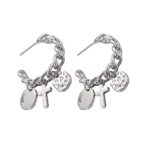 Boucles d'oreilles pendantes en alliage de zinc, forme géométrique croix dorée, tendance, cadeau, EDB-105 - Product Image 4