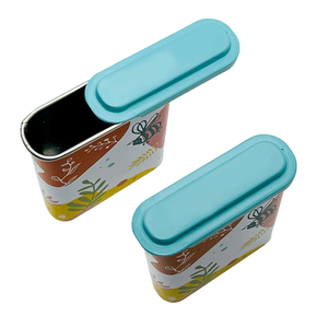 Boîte de rangement rectangulaire en fer blanc personnalisée pour cigarettes, avec couvercle coulissant, pour aliments - Product Image 1