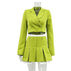 2022 nuova <span class=keywords><strong>minigonna</strong></span> Cardigan Crop traspirante Sexy <span class=keywords><strong>in</strong></span> tinta unita Set due pezzi estivi - Product Image 6