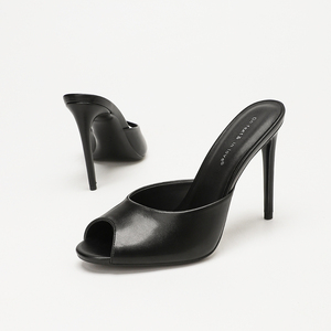 Sandali Mule con Tacco a Spillo e Punta Aperta, Vendita all'Ingrosso Diretta dalla Fabbrica, <span class=keywords><strong>Scarpe</strong></span> Personalizzabili per Donne in Nero, Bianco e Beige - Product Image 5
