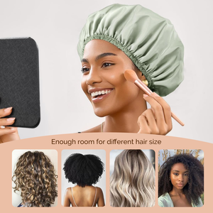 QINGYAN Bonnets <span class=keywords><strong>de</strong></span> Douche Écologiques Imperméables Mignons avec Nœud pour Salon, Maison, Hôtel – Bonnets <span class=keywords><strong>de</strong></span> <span class=keywords><strong>Bain</strong></span> Durables - Product Image 3