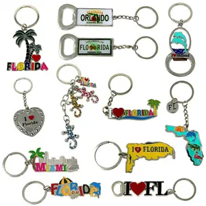 Porte-clés en métal souvenir de plage souvenir souvenir souvenir personnalisé USA Miami Floride vente en gros