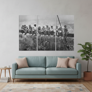 Vintage NYC Construction Photo Printed Canvas: <b>Lunch</b> Atop a Skyscraper,<b>SET</b> OF 3 CANVAS - Product Image 3