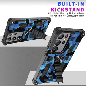 Funda de camuflaje militar para <span class=keywords><strong>Samsung</strong></span> S23 Ultra, soporte de armadura a prueba de golpes, soporte plegable oculto, cubierta trasera de montaje magnético para coche - Product Image 5