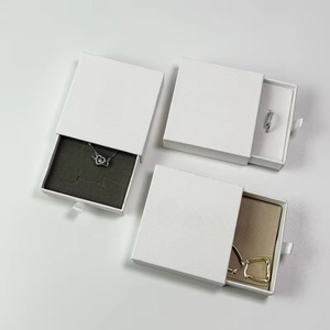 Custom Logo Printed Custom Design Modern Luxury <b>White</b> Velvet Drawer Slide <b>Gift</b> Packaging Jewelry <b>Box</b> Microfiber Jewelry Pouch - Product Image 3