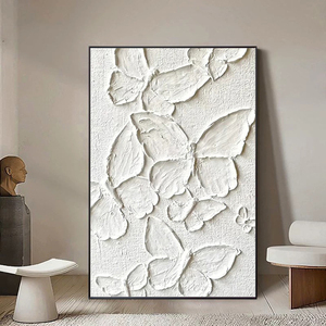 Mintura 100% handpainted trừu tượng 3D động vật kết cấu màu trắng tinh khiết trang trí nội thất sơn dầu trên vải với cho tình yêu bướm hình ảnh - Product Image 5
