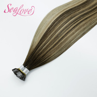 Extensions de cheveux humains de qualité supérieure, marque privée, russes, brutes, ondulées, Remy, à pointe plate, avec kératine, pour salon