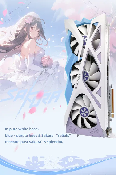 Yeston Radeon RX 9070 XT 16G GDDR6 Sakura OC GPU for Gaming