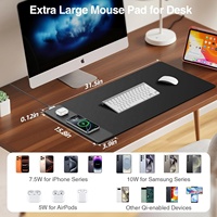Tapis de souris en caoutchouc au design lisse et durable, charge sans fil, non toxique, charge rapide 15W pour le jeu, le bureau, accessoires informatiques