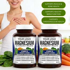 Cápsulas de Complejo de Magnesio Glicinato y Malato con Vitamina D3 para el Apoyo Muscular, 250 mg de Glicinato de Magnesio, Venta Caliente - Product Image 2