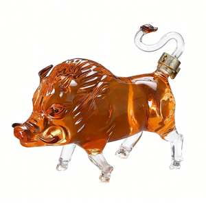 Botella de vino personalizada 1000ML con forma de jabalí licor decantador de vino botella de vidrio con forma de cerdo - Product Image 3
