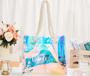 Bolsa de compras de PVC transparente, logotipo personalizado, bolsas de plástico de gelatina grandes, bolsa de regalo impermeable para la playa - Product Image 3