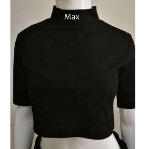 Wholesale Custom Logo Women Fashion Streetwear Sexy <strong>Mock</strong> <strong>Neck</strong> Printing Graphic Ladies Crop <strong>Top</strong> T Shirts - Product Image 5